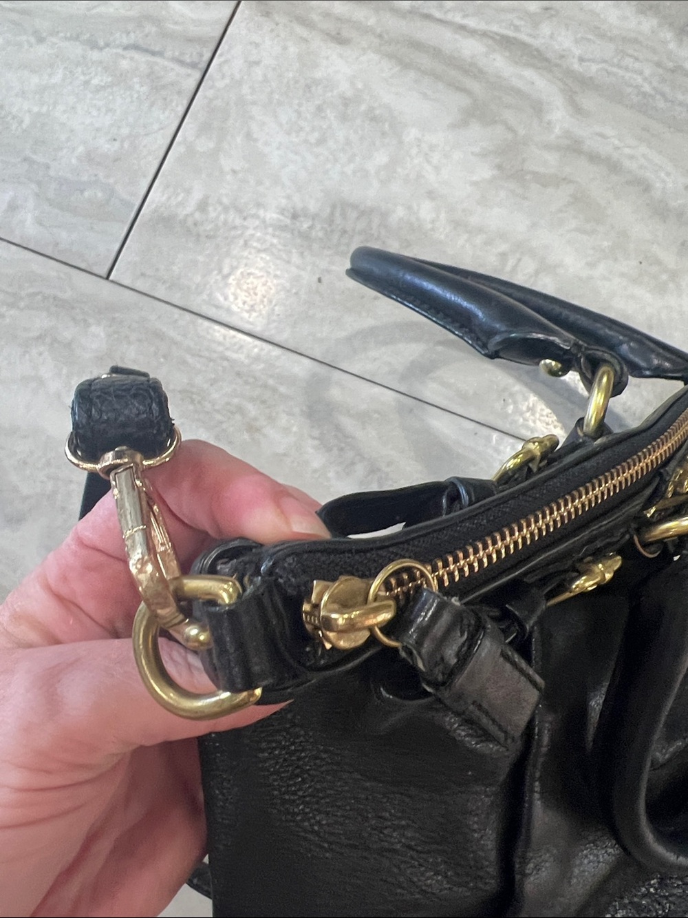 Coach Black Leather Dual-Handle Shoulder Bag with Gold Hardware - Picture 3 of 7